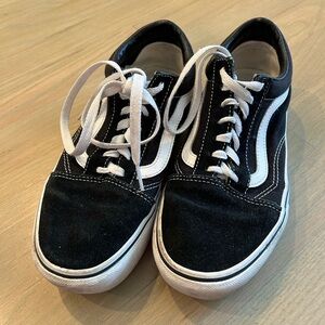 Vans Black and White Platform Old Skool Sneakers
